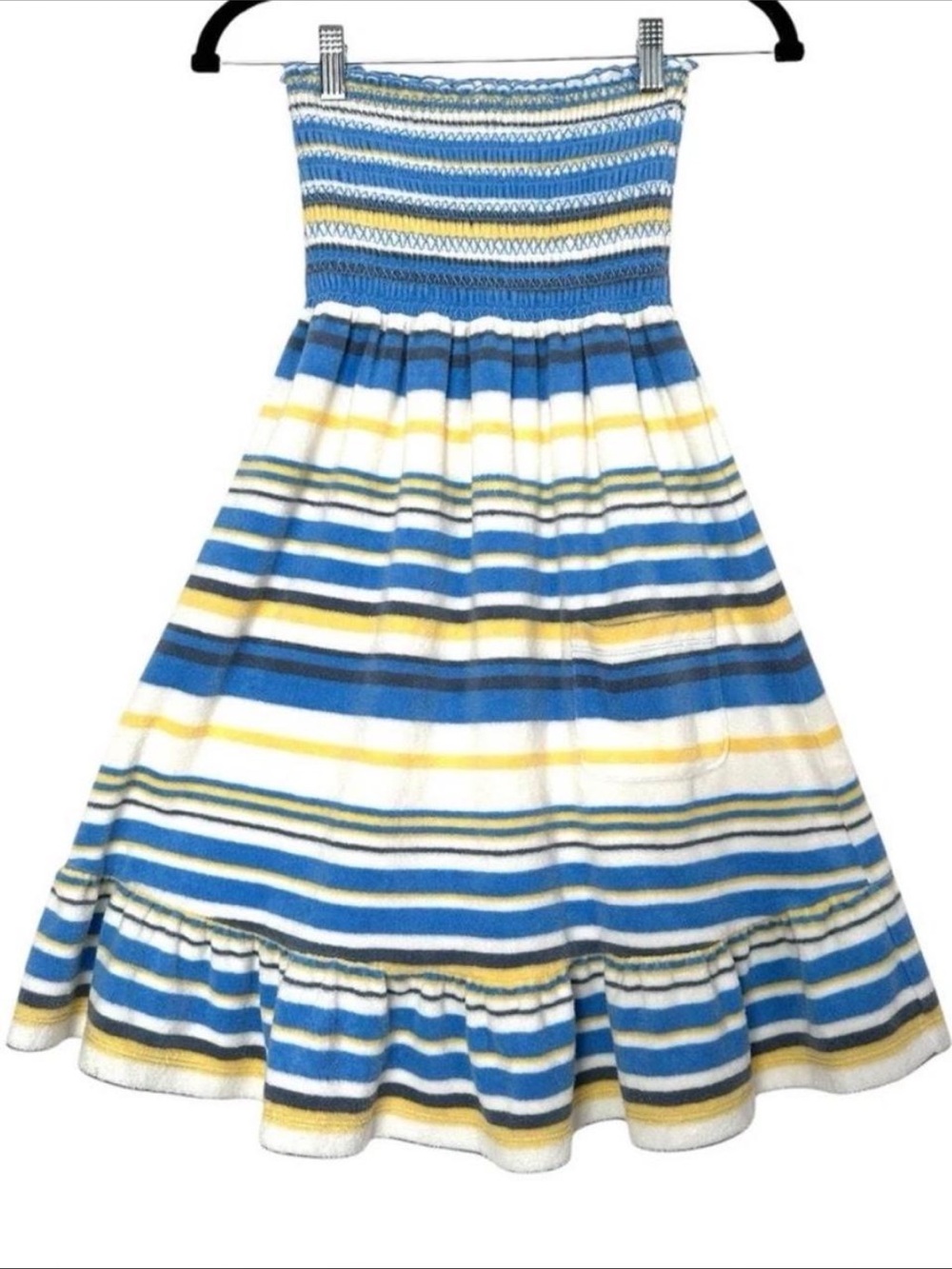 Juicy Couture Blue, White & Yellow Striped Smocked Sundress